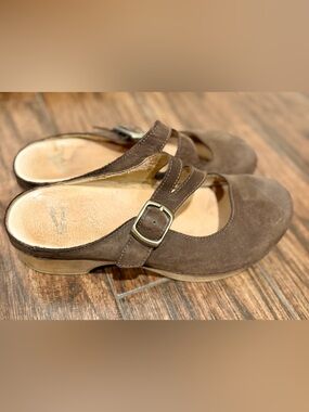 Dansko Brown Suede Mary Jane Clog Mules